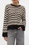 Vero Moda Kiwi Open Stitch Sweater In Black Detail W Birch