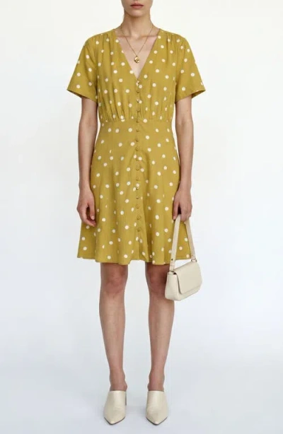 Vero Moda Kora Short Sleeve Polka Dot Dress In Yellow