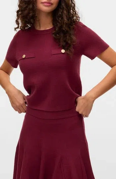 Vero Moda Kristen Short Sleeve Sweater In Burgundy
