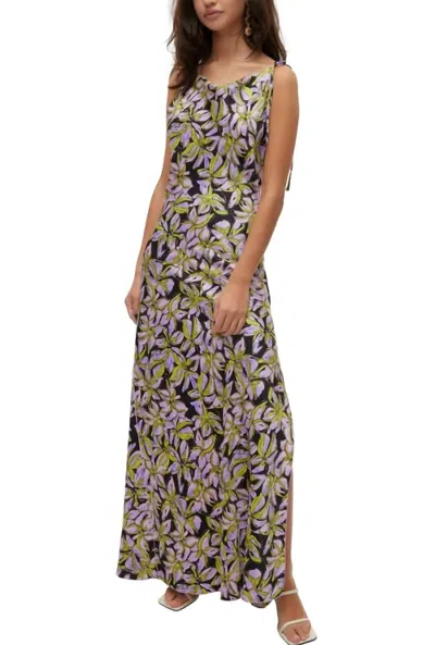 Vero Moda Kyra Floral Dress In Purple, Green, Black In Multi