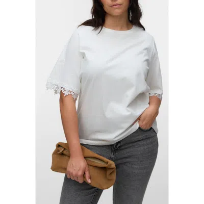 Vero Moda Lace Trim Organic Cotton T-shirt In White