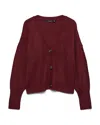 Vero Moda Lea V Neck Cardigan In Burgundy