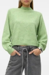 Vero Moda Leaf Mock Neck Sweater In Green