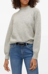 Vero Moda Leaf Mock Neck Sweater In Light Grey Melange