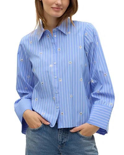 Vero Moda Leila Sequined Striped Shirt In Cornflower