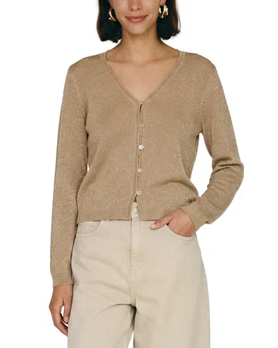 Vero Moda Lexie Shine Long Sleeve V Neck Sweater In Brown