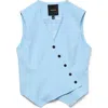 Vero Moda Liba Asymmetric Button Waistcoat In Airy Blue Detailmelange