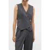 Vero Moda Liba Asymmetric Button Waistcoat In Dark Grey Melange