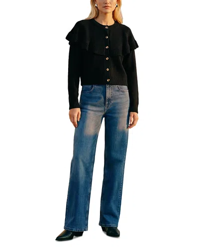 Vero Moda Lilli Round Neck Cardigan Sweater In Black