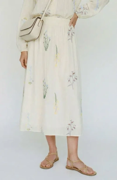 Vero Moda Lina Embroidered Midi Skirt In White