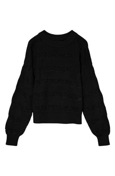 Vero Moda Lona Pointelle Cotton Blend Crop Sweater In Black