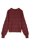 Vero Moda Lona Pointelle Cotton Blend Crop Sweater In Burgundy