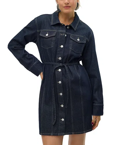 Vero Moda Long Sleeve Denim Dress In Dark Blue