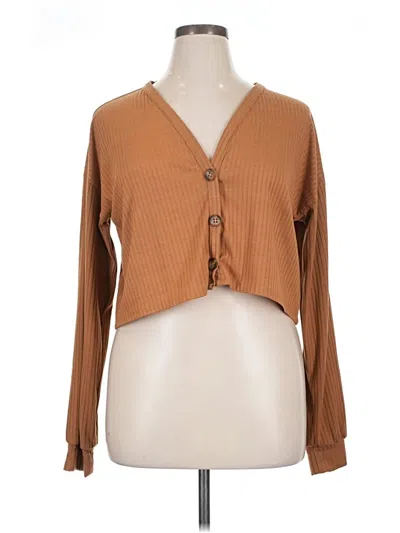 Pre-owned Vero Moda Long Sleeve Top Brown Plunge Neckline Tops