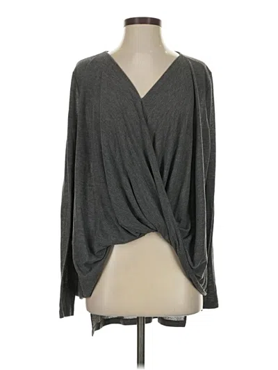 Pre-owned Vero Moda Long Sleeve Top Gray Plunge Neckline Tops