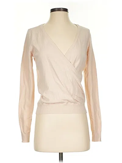 Pre-owned Vero Moda Long Sleeve Top Tan Plunge Neckline Tops
