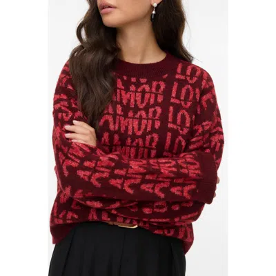 Vero Moda Love Pullover Sweater In Burgundy