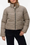 Vero Moda Lyon Short Houndstooth Puffer Jacket In Multi