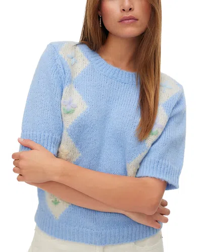 Vero Moda Madden Short Sleeve Sweater In Blue