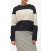 Vero Moda Magate Stripe Crewneck Sweater In Black Detail/birch