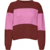 Vero Moda Magate Stripe Crewneck Sweater In Fired Brick Detail