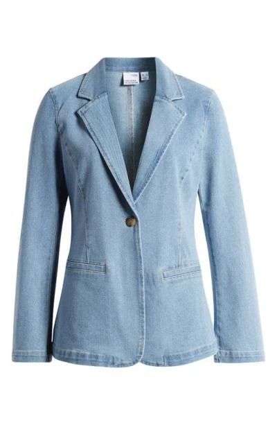 Vero Moda Magnolia One-button Denim Blazer In Medium Blue Denim