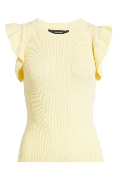 Vero Moda Malou Flutter Sleeve Rib Sweater In Mellow Yellow