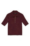 Vero Moda Marina Elbow Sleeve Polo Sweater In Burgundy