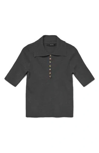 Vero Moda Marina Elbow Sleeve Polo Sweater In Gray