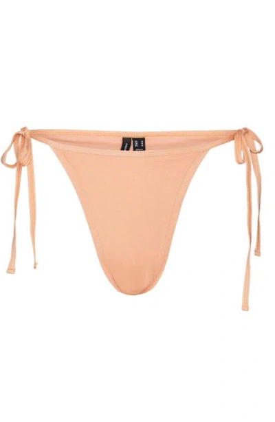 Vero Moda Metallic Tanga Bikini Bottoms In Mock Orange