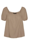Vero Moda My Milo Puff Sleeve Top In Silver Lining