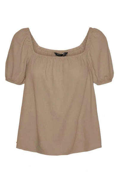 Vero Moda My Milo Puff Sleeve Top In Silver Lining