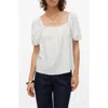 Vero Moda My Milo Puff Sleeve Top In Snow White