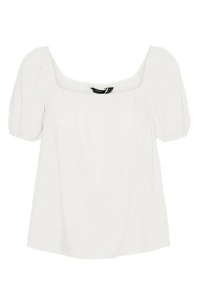 Vero Moda My Milo Puff Sleeve Top In Snow White