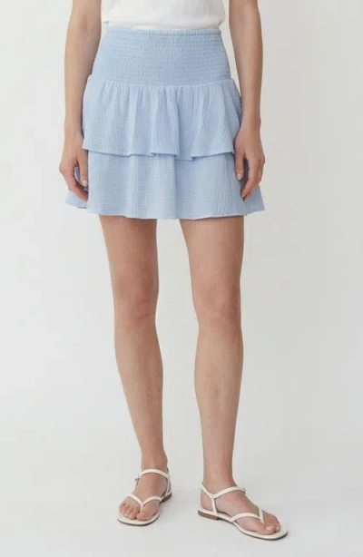 Vero Moda Natali Tiered Smocked Waist Miniskirt In Blue