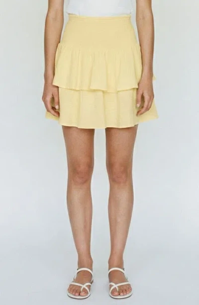 Vero Moda Natali Tiered Smocked Waist Miniskirt In Gold