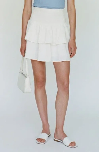 Vero Moda Natali Tiered Smocked Waist Miniskirt In White