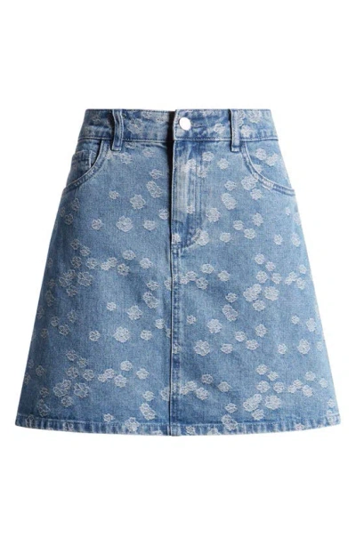 Vero Moda Nelle Jacquard Denim Skirt In Light Blue