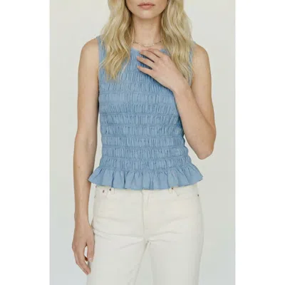 Vero Moda Nori Smocked Sleeveless Top In Blue