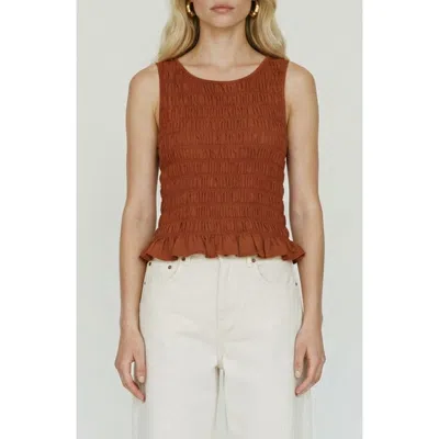 Vero Moda Nori Smocked Sleeveless Top In Brown