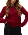 Vero Moda Novah Crewneck Cardigan Sweater In Burgundy
