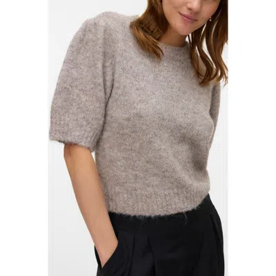 Vero Moda Novah Short Sleeve Sweater In Gray