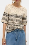 Vero Moda Pattern Pointelle Sweater In Multi
