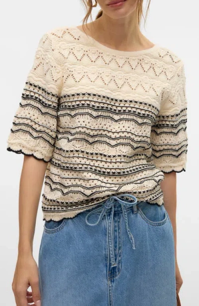 Vero Moda Pattern Pointelle Sweater In Multi