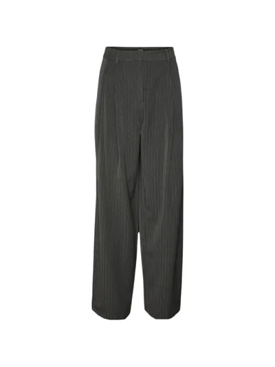 Vero Moda Pinstripe Wide-leg Trousers In Black
