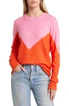 Vero Moda Plaza Colorblock Crewneck Sweater In Pink
