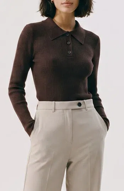Vero Moda Polo Rib Sweater In Brown