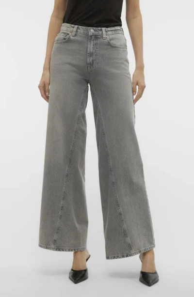 Vero Moda Rail Wide Leg Jeans In Medium Grey Denim