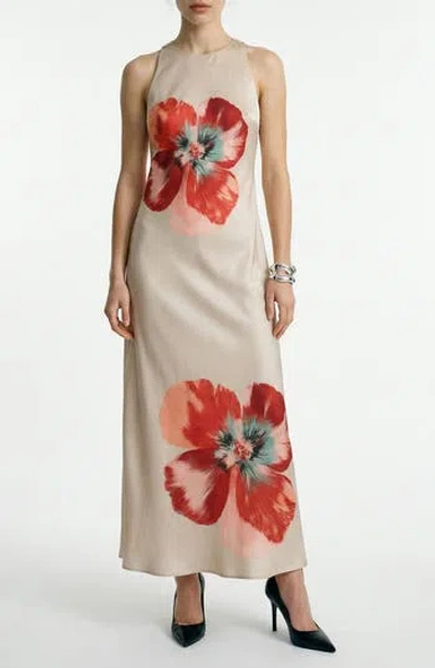 Vero Moda Reba Hibisca Maxi Dress In Gray