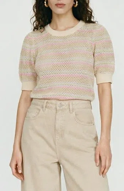 Vero Moda Rita Stripe Short Sleeve Cotton Sweater In Multi